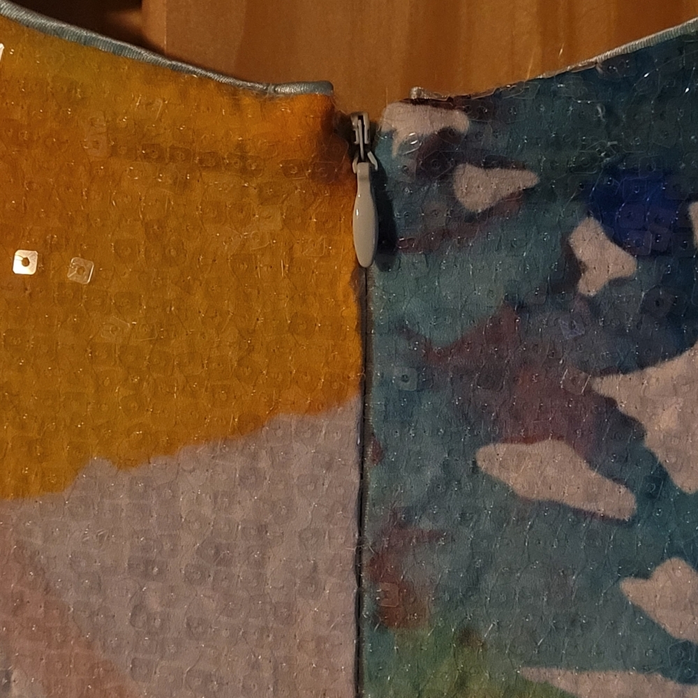 Julia Jordan Colorful Sequin Watercolor Cocktail Shift Dress - Picture 9 of 12